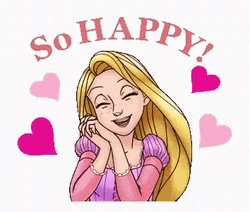 So Happy Rapunzel With Pink Heart GIF