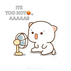 So Hot Right Now Peach Cat With Fan GIF