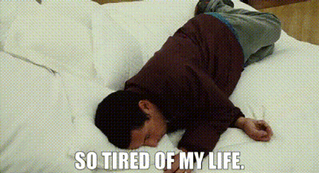 So Tired Man Exhausted Lying In Bed GIF