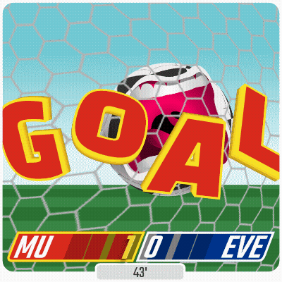 Soccer Ball Going Through Goal Net MU 1-0 EVE GIF