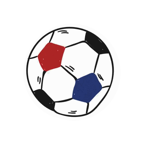 Soccer Ball With Red And Blue Stripes Sticker