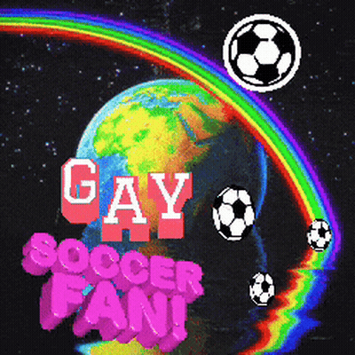 Soccer Balls Flying Around Earth Rainbow Gay Soccer Fan GIF