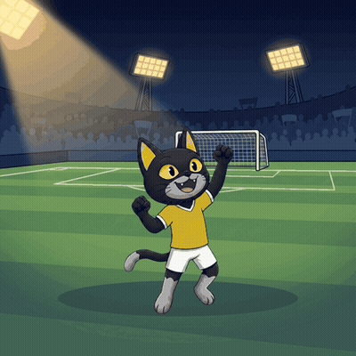Soccer Cat In Yellow Shirt And Shorts GIF
