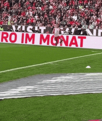 Soccer Field With Banner Saying Ro Im Monat GIF