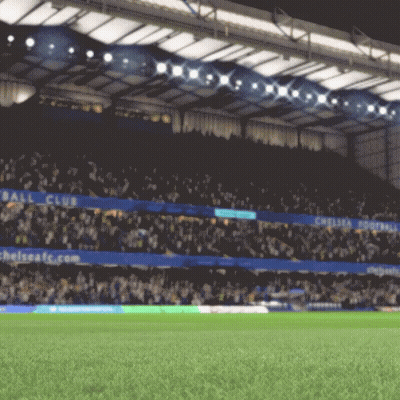 Soccer Field With Chelsea Football Club Banner GIF