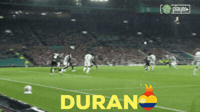 Soccer Field With Duran In Yellow Letters GIF