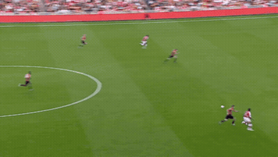 Soccer Field With Fly Emirates Ads GIF
