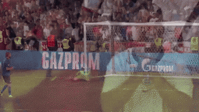 Soccer Field With Gazprom Banner GIF
