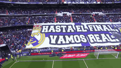 Soccer Field With Hasta El Final Vamos Real Banner GIF