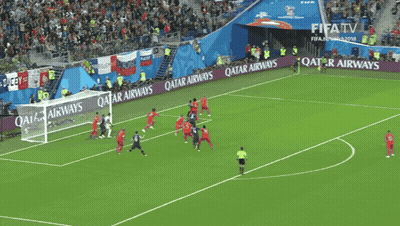 Soccer Field With Qatar Airways Ads GIF