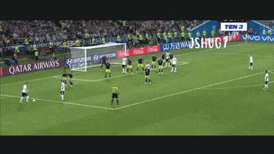 Soccer Field With Qatar Airways Ads GIF