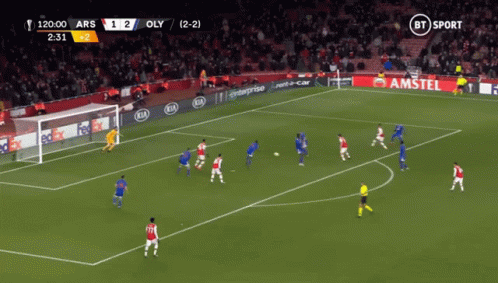 Soccer Game Between Ars And Oly On BT Sport GIF