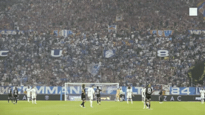 Soccer Game Crowd With Izac Banner GIF