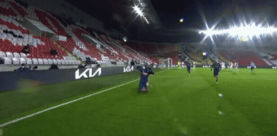 Soccer Game In Empty Stadium With Kia Banner GIF