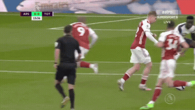 Soccer Game In Front Of Emirates Banner GIF