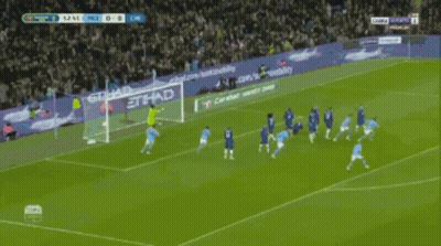 Soccer Game In Front Of Etihad Banner GIF