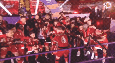 Soccer Game In Front Of Large Crowd GIF
