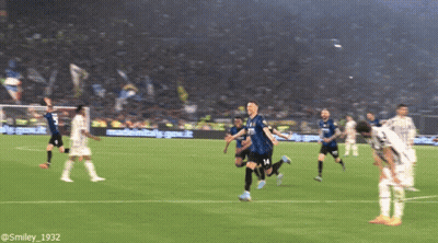 Soccer Game In Front Of Sign Saying Madeinitaly.com.it GIF