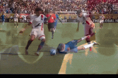 Soccer Game In Front Of The Global Banner GIF