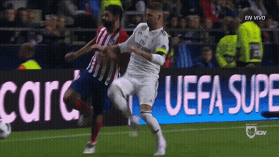 Soccer Game In Front Of UEFA Super Banner GIF