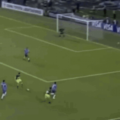 Soccer Game In Front Of Visa Sign GIF
