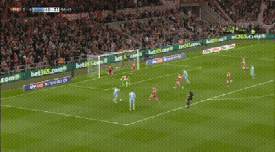 Soccer Game In Stadium With Bet365 And Sky Sports Ads GIF