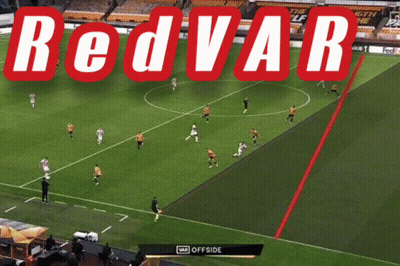 Soccer Game In Stadium With Offside Sign GIF