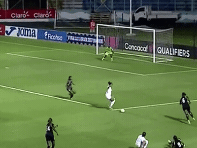 Soccer Game On Field With Concacaf And Joma Ads GIF