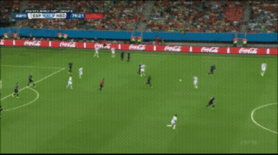 Soccer Game On Field With Fly Emirates Advertisements GIF