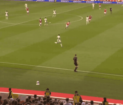 Soccer Game On Field With Rocky Advertisements GIF