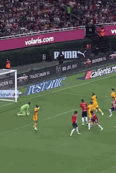 Soccer Game On Field With Volaris Sign GIF