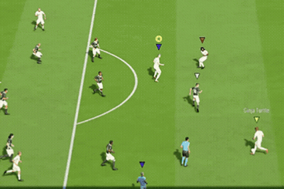 Soccer Game With FIFA Banner Behind Goal GIF