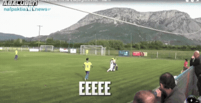 Soccer Game With Mountain In Background GIF
