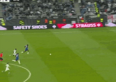 Soccer Game With Strauss Advertisement On Sidelines GIF