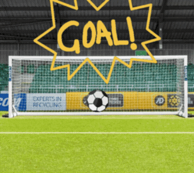 Soccer Goal With Ball And Goal Text GIF