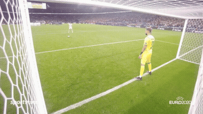 Soccer Goalie on Field With Euro2020 Logo