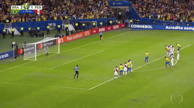 Soccer Match On Field With Mastercard And Conmebol Ads GIF