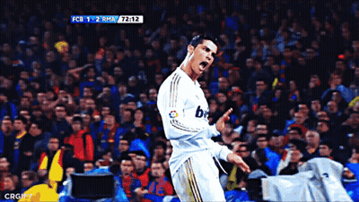 Soccer Player Celebrates Goal Between FCB And RMA GIF