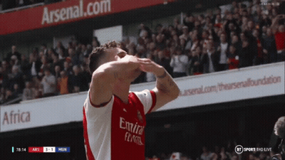Soccer Player Celebrates Goal In Emirates Shirt GIF