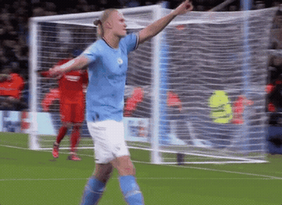 Soccer Player Celebrating Goal In Blue City Shirt GIF