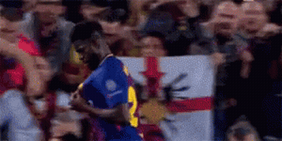 Soccer Player Celebrating Goal In Front Of Fans GIF