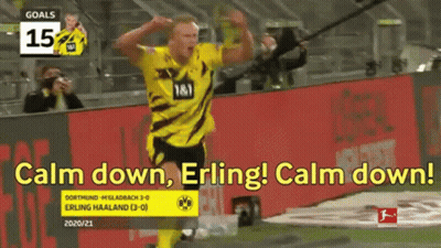 Soccer Player Celebrating Goal Saying Calm Down Erling GIF