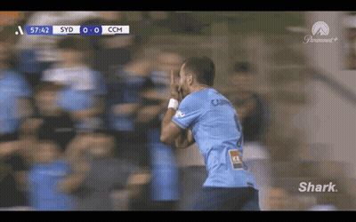Soccer Player Celebrating Goal Sponsored By Shark GIF