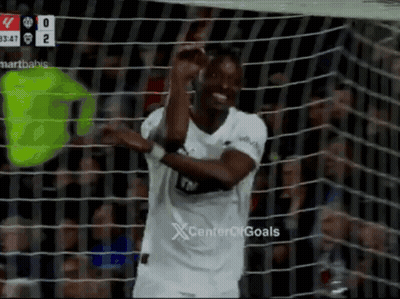 Soccer Player Celebrating Goal With Center Of Goals Ad GIF