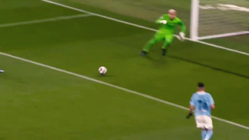 Soccer Player Diving Goal Blue Jersey Number 16 GIF