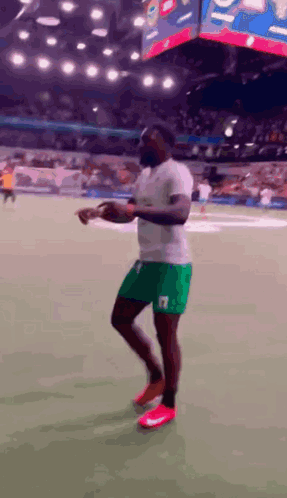 Soccer Player Green Shorts White Shirt Dancing GIF