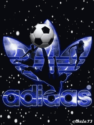 Soccer Player Holding Soccer Ball In Front Of Adidas Logo GIF