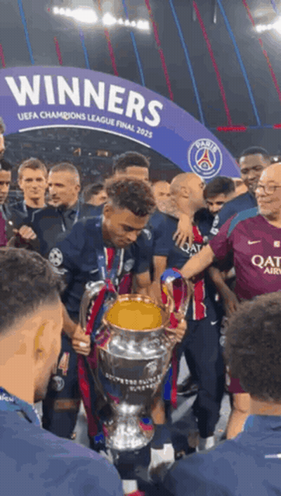 Soccer Player Holding Trophy GIF