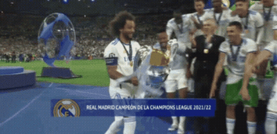 Soccer Player Holding Trophy Real Madrid Campeon De La Champions League GIF