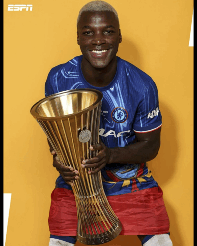 Soccer Player Holding Trophy That Says ESPN GIF